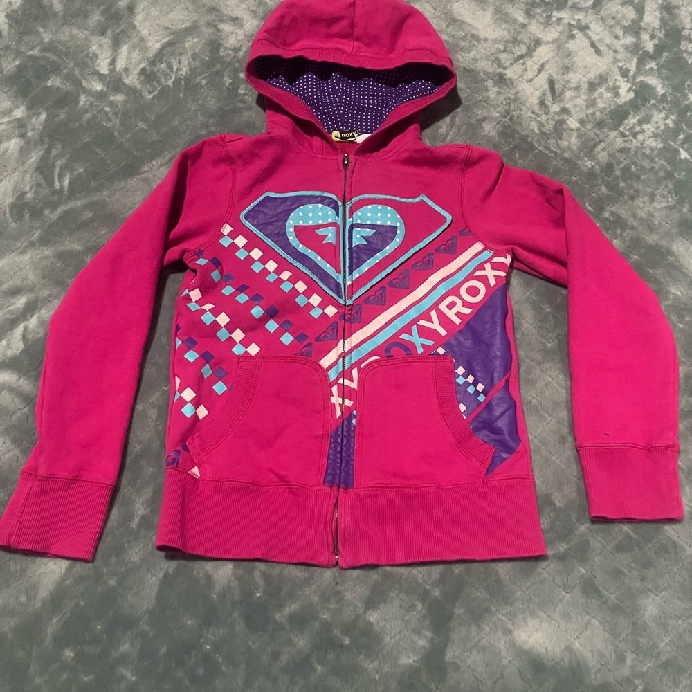 Roxy Pink and Purple Heart Design‎ Hoodie